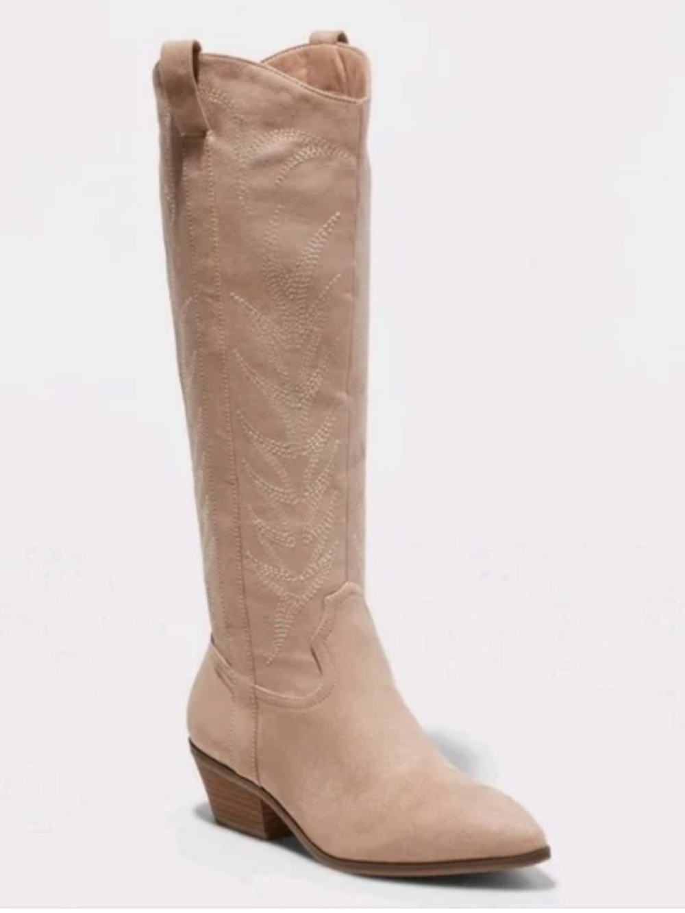 Universal Thread Sadie Beige Suede Over-the-Knee Western Boots, 6.5 Wide Calf